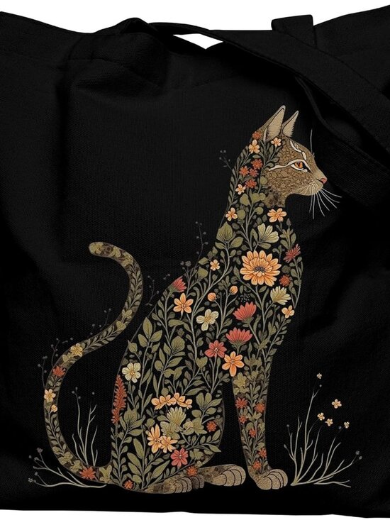 Other - Canvas Tote Bag Double-Sided Prints with Snap Closure, Cute Tote Bag with Pocket